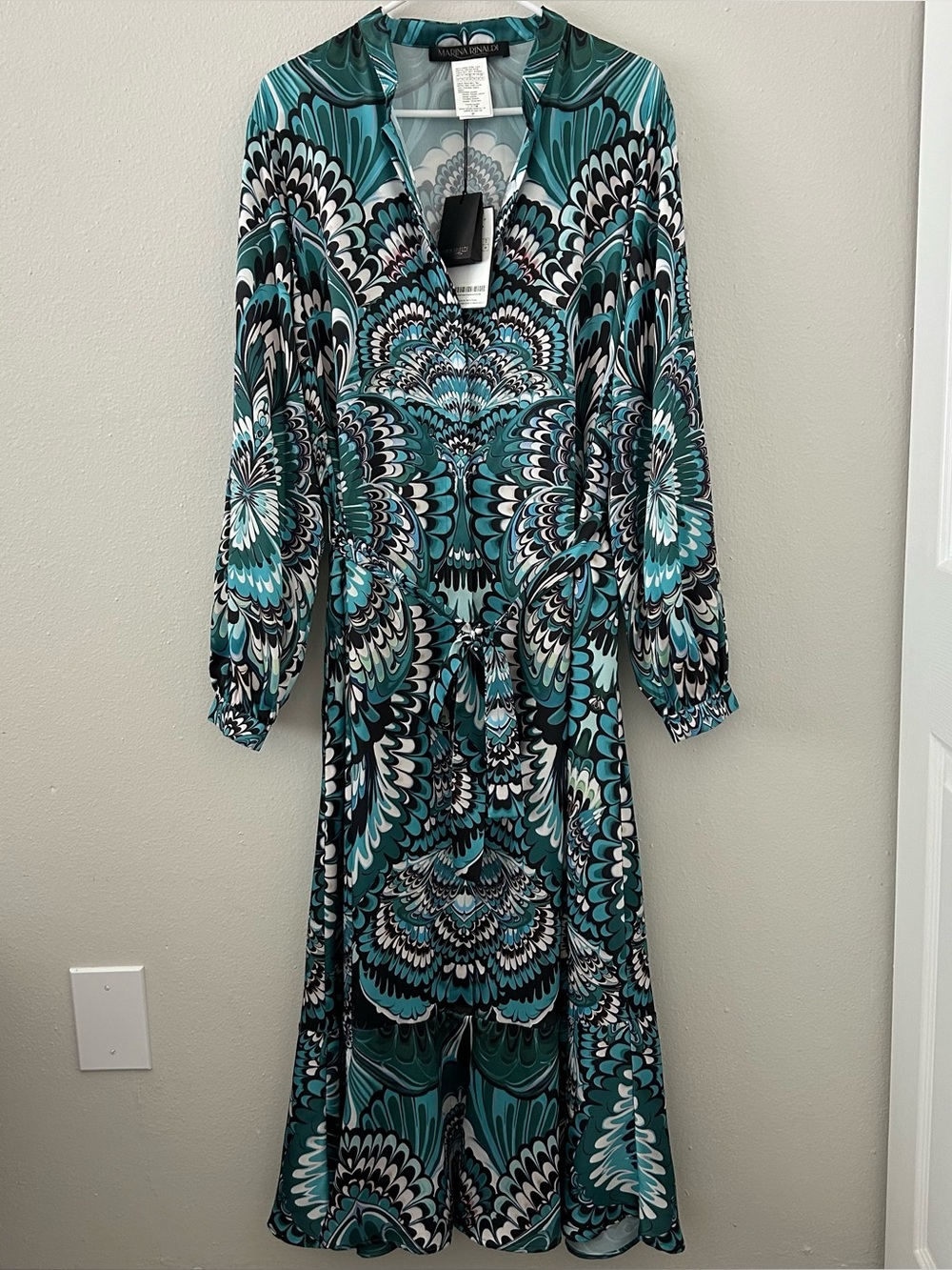 Marina Rinaldi Delfi Abstract-Print Twill Midi-Dress Women’s 18 NWT $945 MSRP - Picture 4 of 15